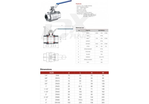 2-PC BALL VALVE THREAD END 2-PC BALL VALVE THREAD END